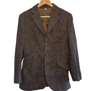 Vtg Ralph Lauren Made in USA 100% Wool Herringbone Size 10 3 Button Blazer